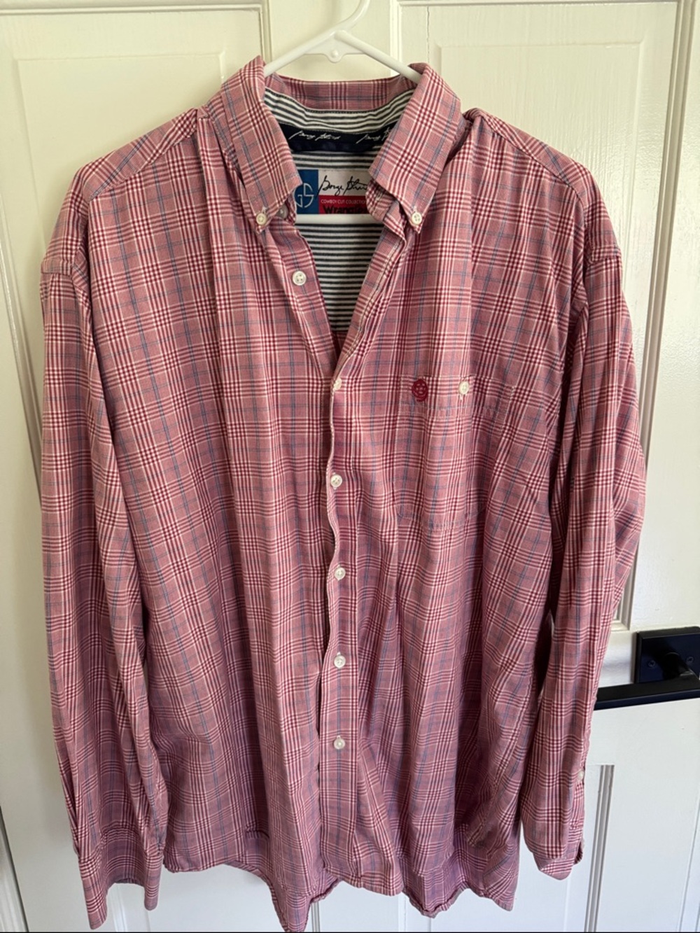 Wrangler Pink Plaid Button-Down Shirt
